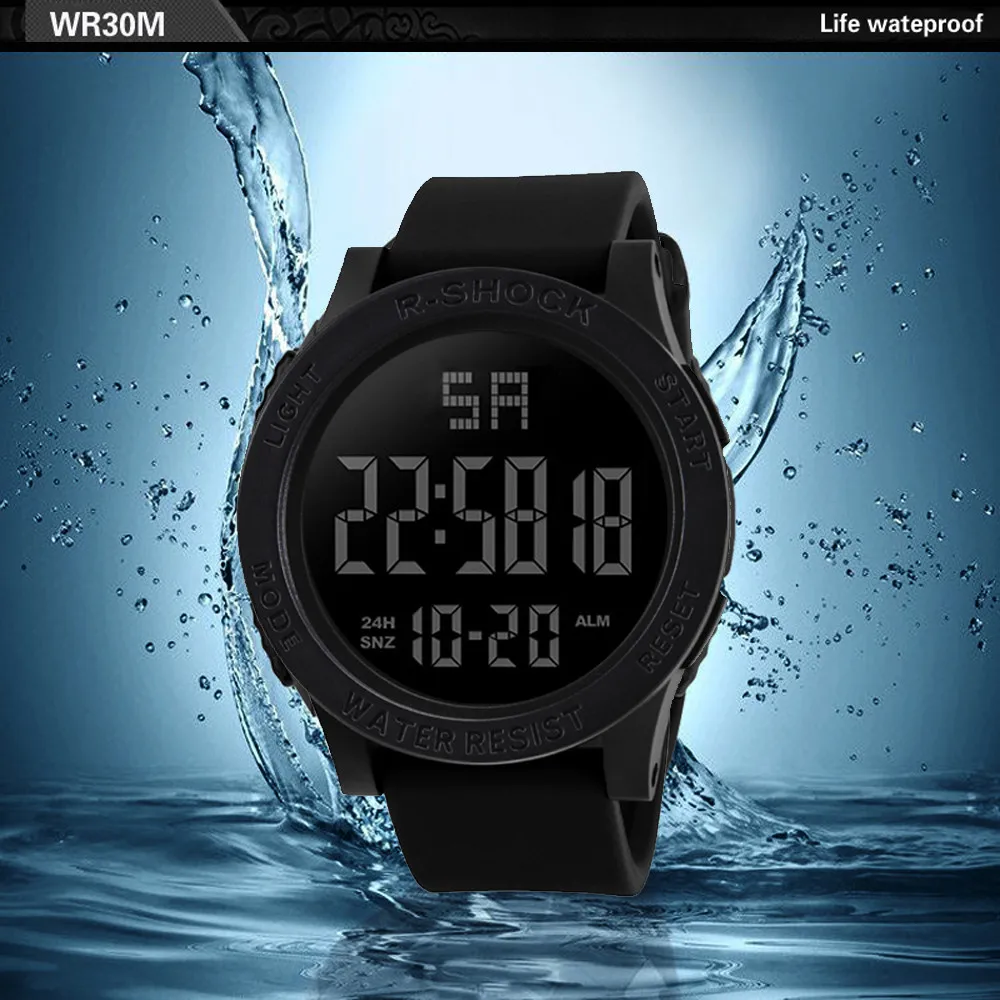 Masculino Mens Watches Fashion Waterproof Men's Boy LCD Digital Stopwatch Date Rubber Sport Wrist Watch For Men Relojes | Наручные