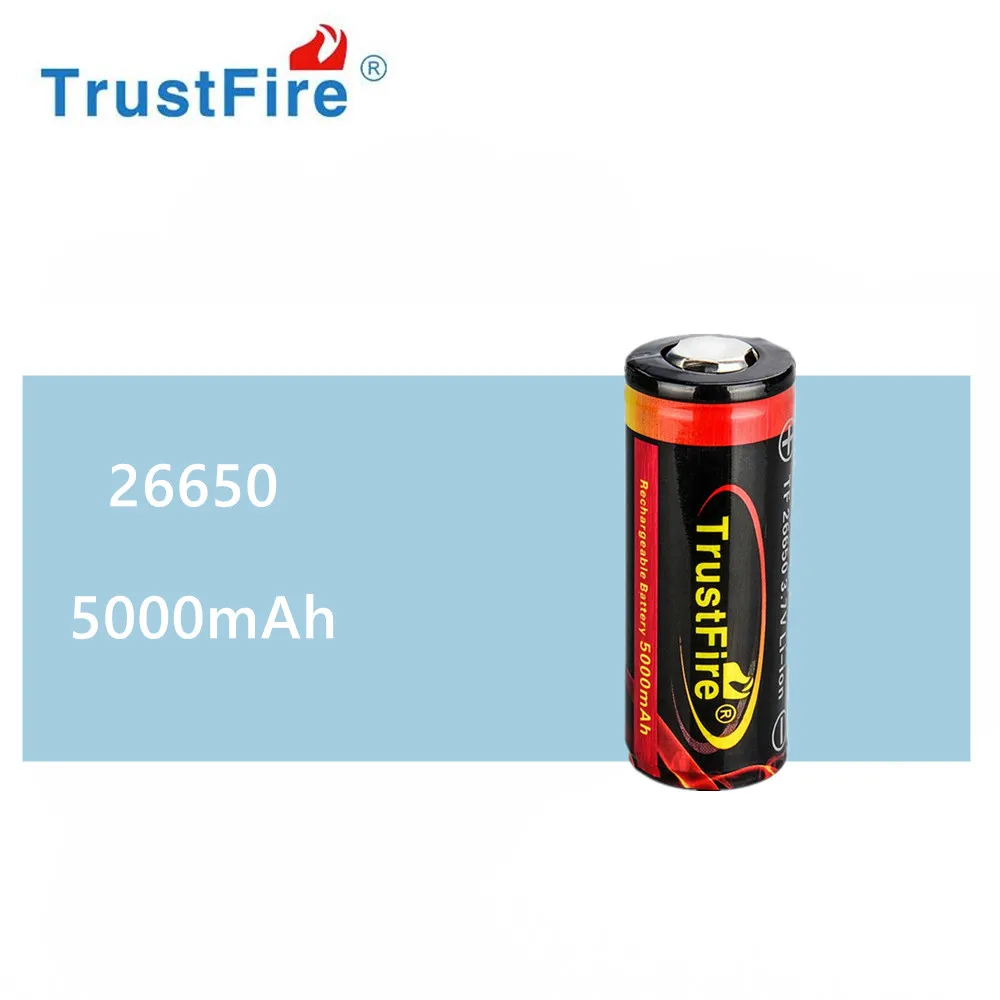 1 шт. trustfire 26650 5000 мАч 3 7 В литий ионная аккумуляторная батарея с защитой борту