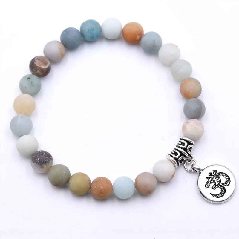 

Natural Stone Strand Bracelet Yoga Chakra Mala Bracelet OM Lotus Women Men Beaded Charm Bracelet Jewelry Pulseras dropshipping