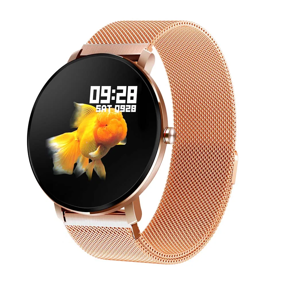 Смарт-часы TimeOwner K9, 1,3 дюймов, полностью сенсорный смарт-браслет с педометром, монитор сердечного ритма, браслет с Bluetooth, IP68, водонепроницаемые часы - Цвет: Gold Steel