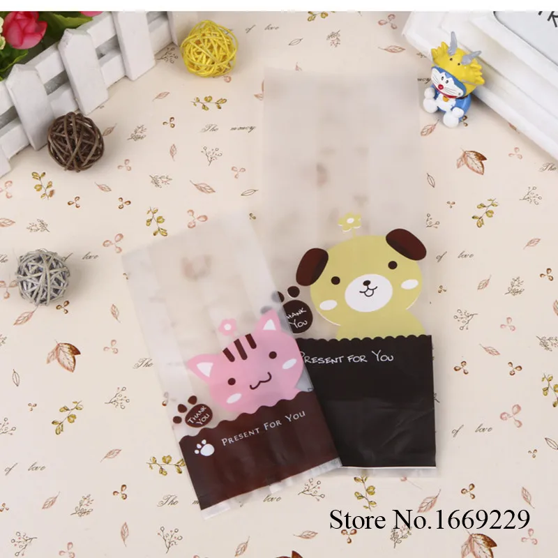 20 шт./лот с милой собачкой пластиковый пакет для еды Подарочная сумка Конфеты