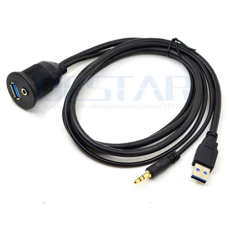 1 м USB 3,0 и 3,5 мм к USB и 3,5 мм AUX удлинитель Кабель для скрытого монтажа шнур для автомобиля/лодки/прицепа циферблат пластины 3 фута
