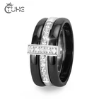 Модные мезонинные керамические кольца шириной 9 мм с блестящим кубическим цирконием, хорошие женские кольца 3 в 1 из нержавеющей стали, Подарочная бижутерия