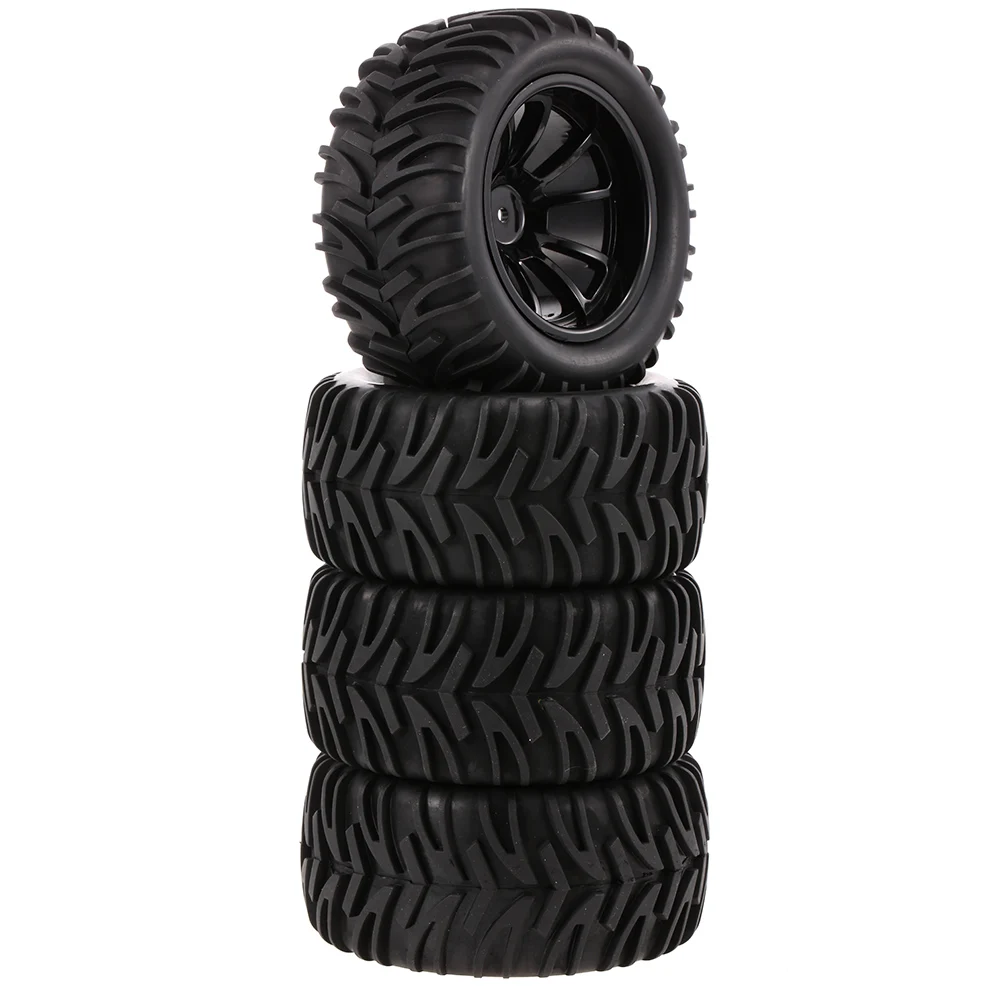 4PCS RC Car 1:10 Off-road Tyre Double V Tread Pattern 10 Spokes Rim for 1/10 HSP HPI Redcat RC4WD Monster Trucks | Игрушки и хобби