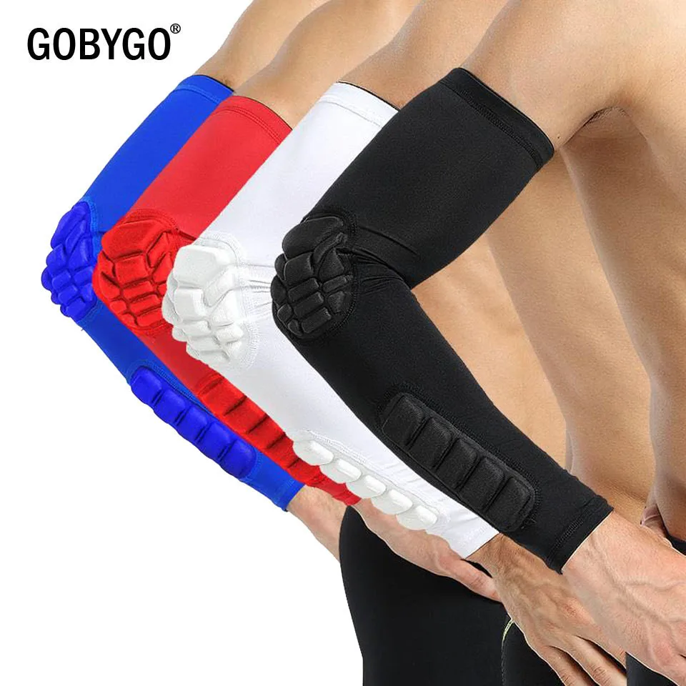 GOBYGO 1 шт. эластичные спортивные налокотники для спортзала, баскетбольные рукава, соты, налокотники, защита для локтя, защита для спортивной безопасности