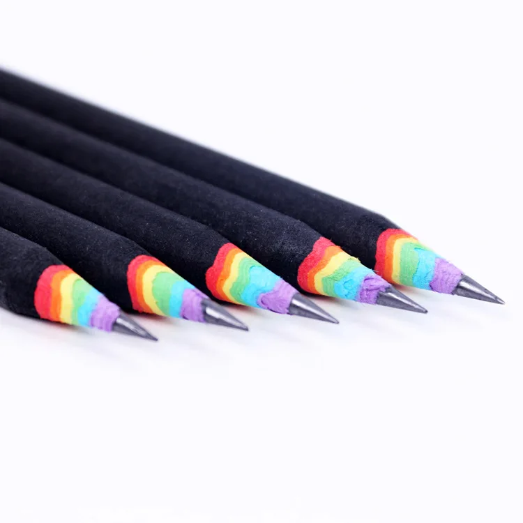 Креативный карандаш для защиты окружающей среды бумага Радужный черный школьные
