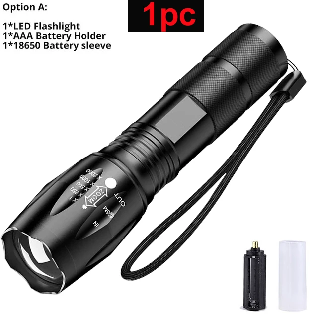 1PCS 1/2/4 шт. набор фонарей 12000 Lums светодиодный Перезаряжаемые фонарик T6 L2 V6 linterna фонарик Фонарь 18650 Батарея наружная лампа для кемпинга - Испускаемый цвет: 1PCS