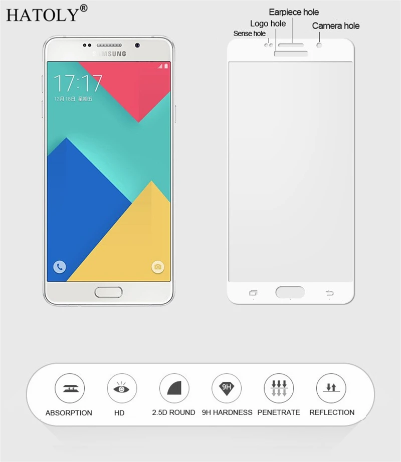 2 шт. закаленное стекло для Samsung Galaxy A9 2016 защита экрана A910 полное покрытие Pro 3D