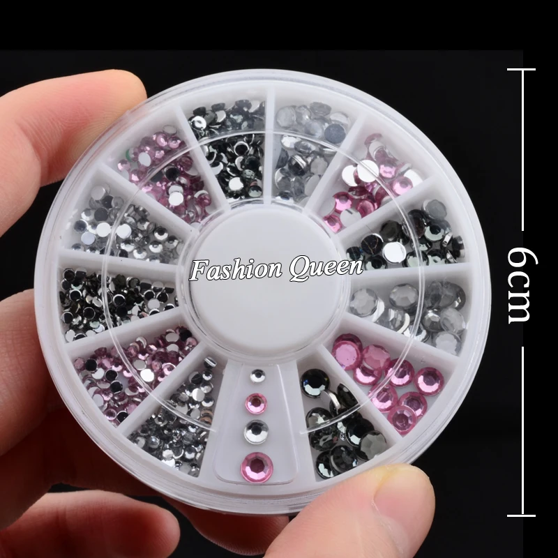 Прозрачные розовые и серые блестящие 3d Стразы для ногтевого дизайна