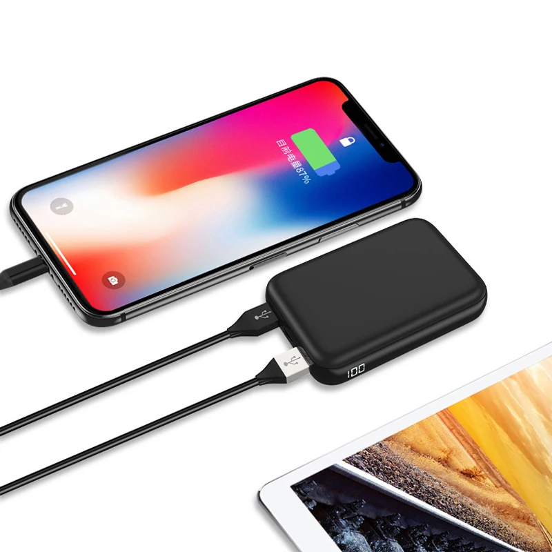Мини банк питания 10000mah внешний аккумулятор зарядное устройство карманный мобильный зарядный банк питания для iPhone XS X samsung Xiaomi смартфонов