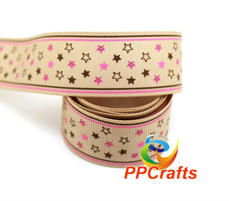PPCrafts ленты 1 5 дюйма 38 мм Красочные Звезды печатных Grosgrain 100yds/рулон бесплатная