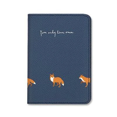Navy blue fox Милые маленькие животные, Обложка для паспорта, растения, дорожный держатель для удостоверения личности, зажим для паспорта, короткий набор для паспорта, держатель для паспорта, чехол, органайзер - Цвет: Navy blue fox
