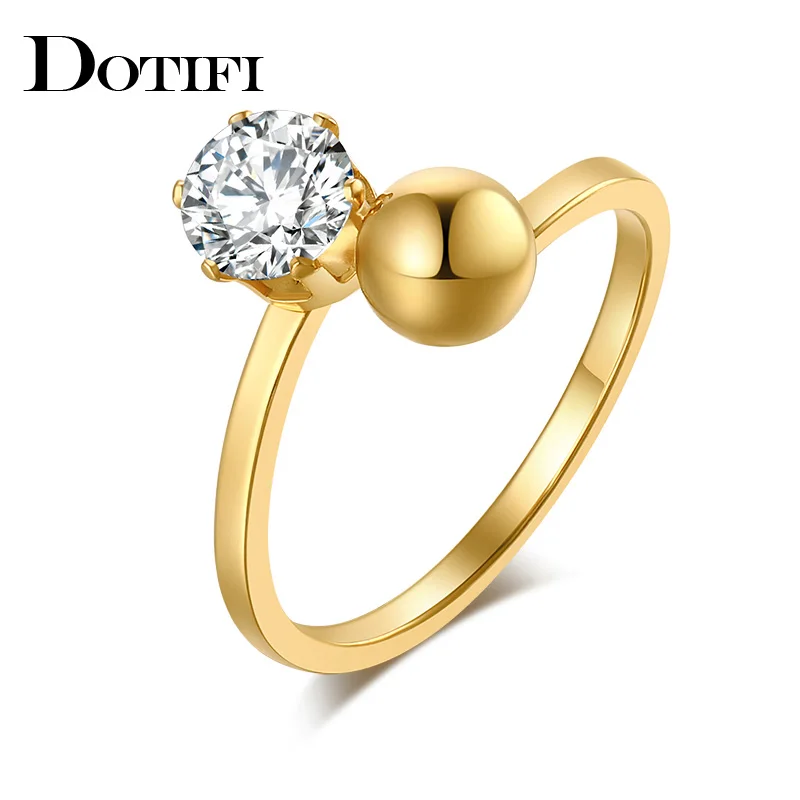 Женские обручальные кольца DOTIFI из нержавеющей стали 316L с шариком циркония