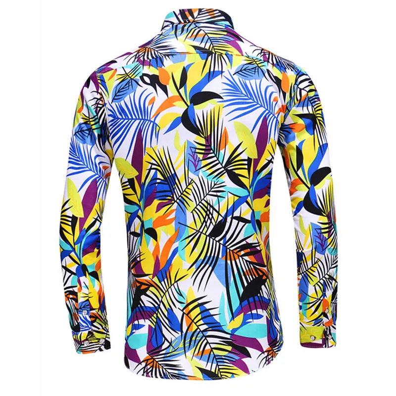 Мужская Повседневная рубашка с длинным рукавом и принтом Chemise Homme приталенная для