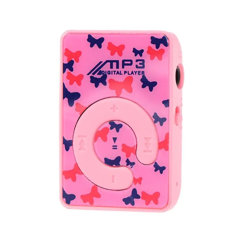 Миниатюрный MP3 плеер с зажимом и круглым узором поддержкой TF карты + мини USB кабель