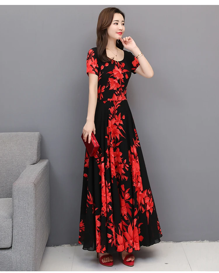 Цветочные шифоновые Boho летние миди-платья винтажные 3XL плюс размер пляжный Макси-сарафан с принтом элегантные женские облегающие вечерние платья