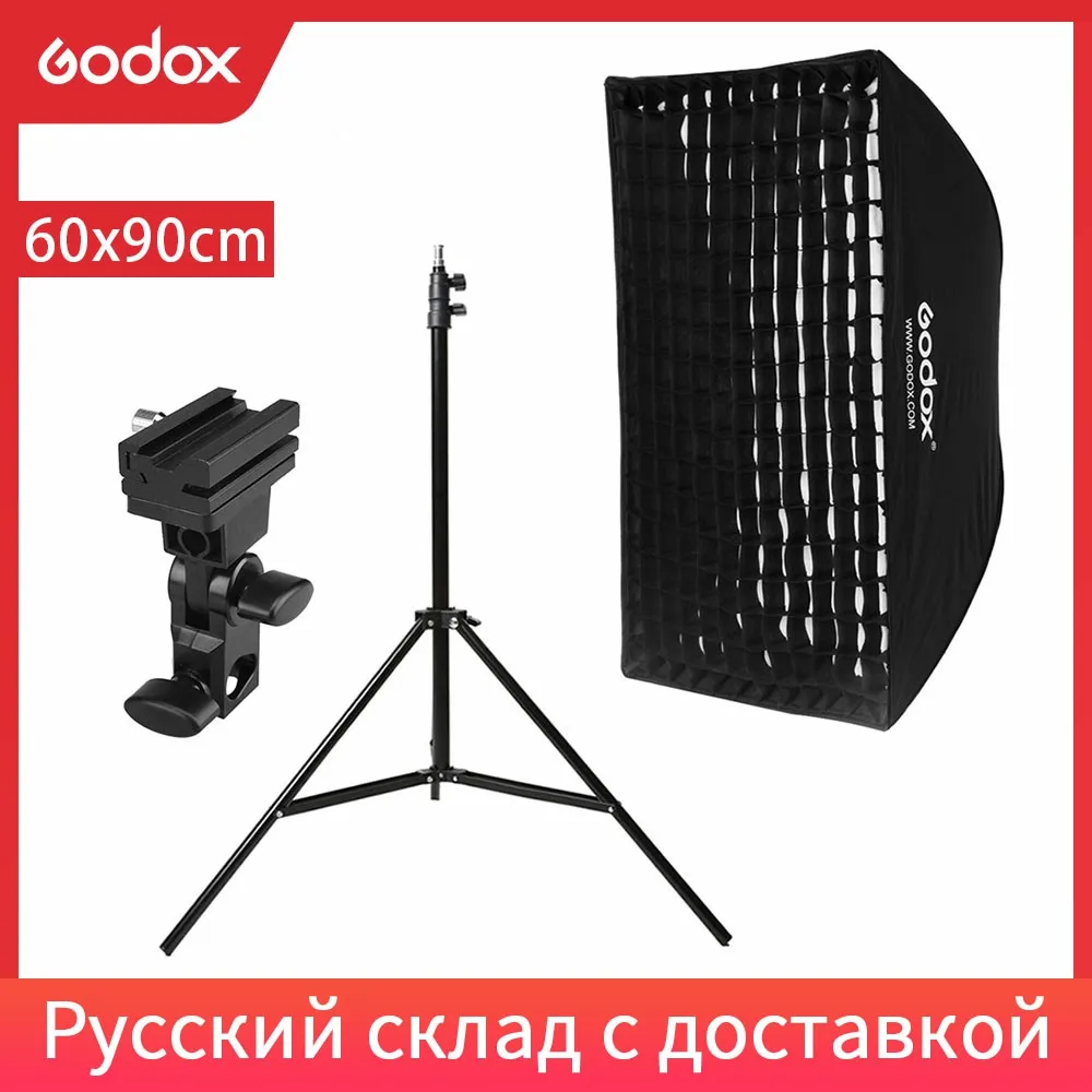 Godox 60x90 см 2"* 35" сотовая сетка прямоугольник зонтик софтбокс осветительная подставка держатель горячий башмак кронштейн комплект для вспышки Speedlite