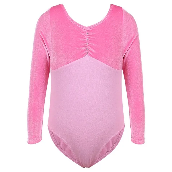 B118 Pink cotton BAOHULU/блестящее трико для девочек-подростков; гимнастическое длинное платье для балета; Одежда для танцев для детей; Одежда для танцев с золотым покрытием - Цвет: B118 Pink cotton