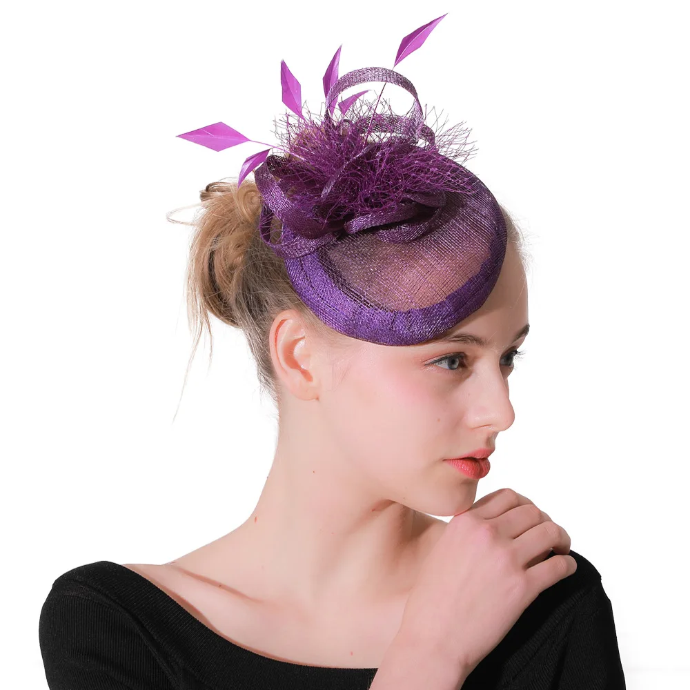 Фиолетовые Свадебные праздничный головной убор Клубная Кепка для Для женщин