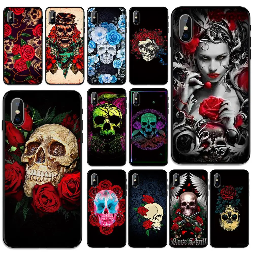 Розовый Череп Мягкий ТПУ чехол для Apple iPhone 6 6S 7 8 Plus 5 5S SE X XS MAX XR силиконовые