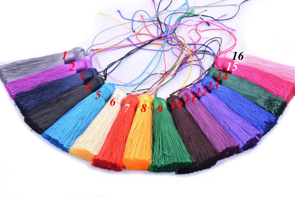 

17 Colors Available--10pcs 8.0cm/3.15'' Silky Tassel, Handmade Fiber Tassels DIY Chinese Knot Accessories Jewelry Decoration
