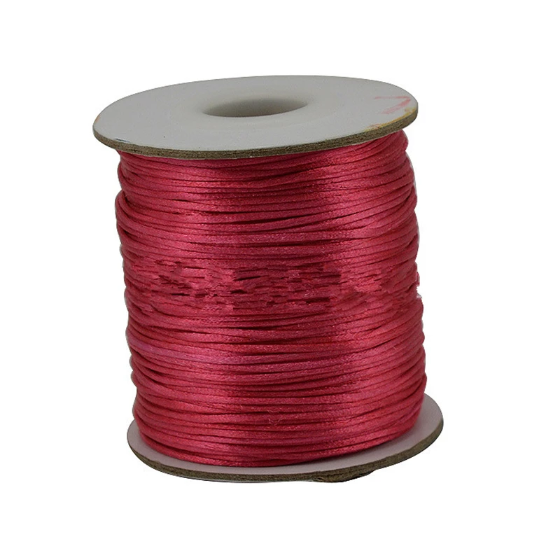 rose red 60 м/Катушка 1,5 мм атласная шелковая нейлоновая нить китайский узел Бисероплетение Шнур ремешок для DIY ювелирных изделий кисточкой браслет ожерелье изготовление - Цвет: rose red