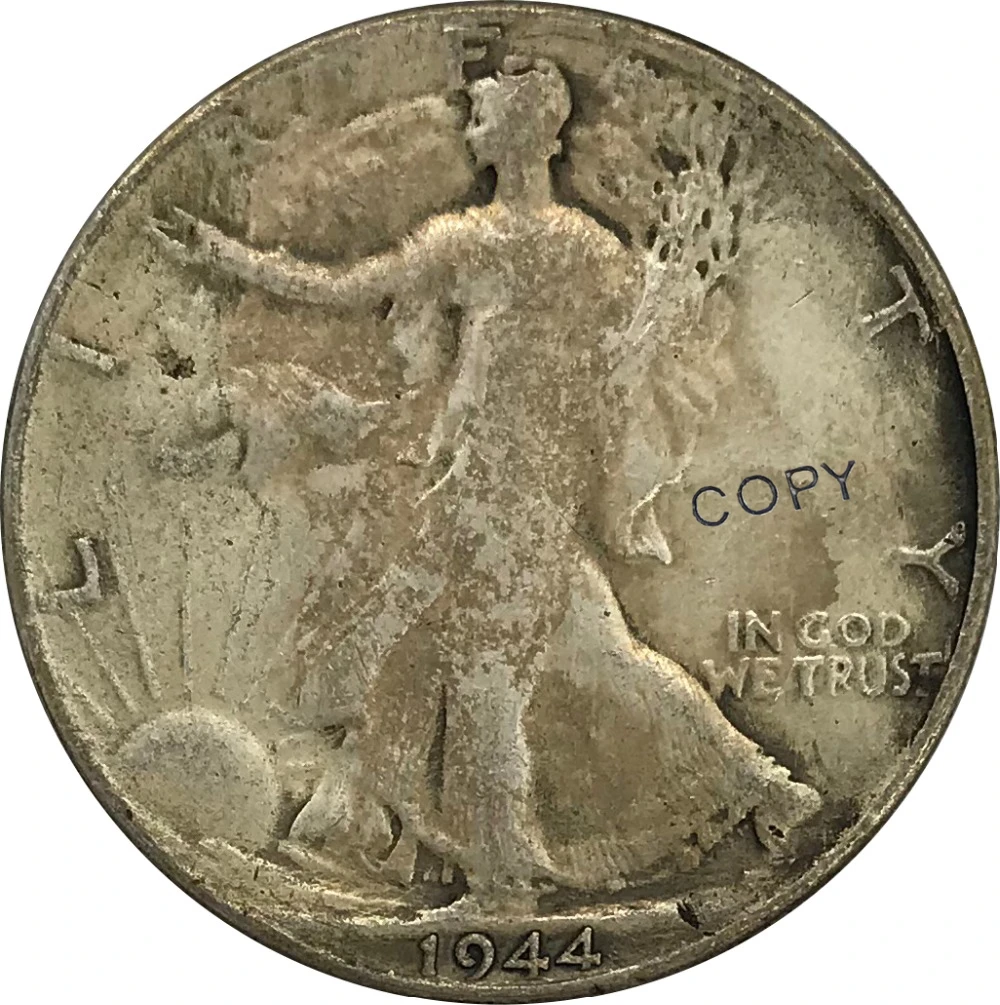 

S 1944 United States Walking Liberty Half Dollar Cupronickel Plated Silver Collectibles Copy Coins