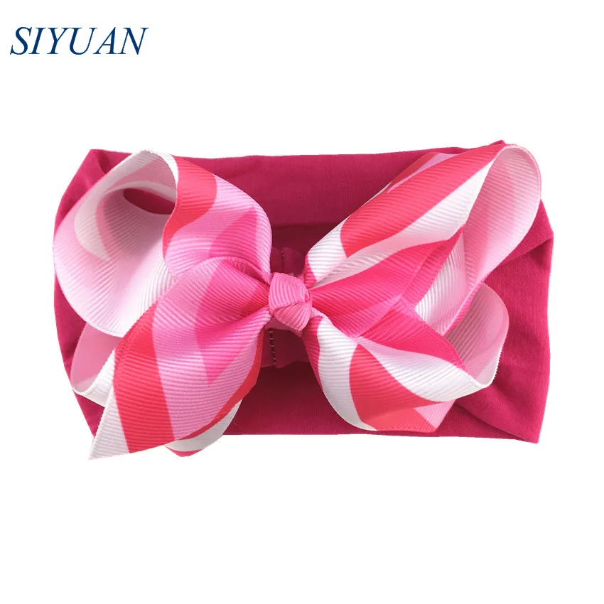 34 30pcs/lot Summer Style Soft Nylon Elastic Headband with 4.6 inch Grosgrain Ribbon Hair Bow Girl Hairband 35C Available HB089 - Цвет: 34
