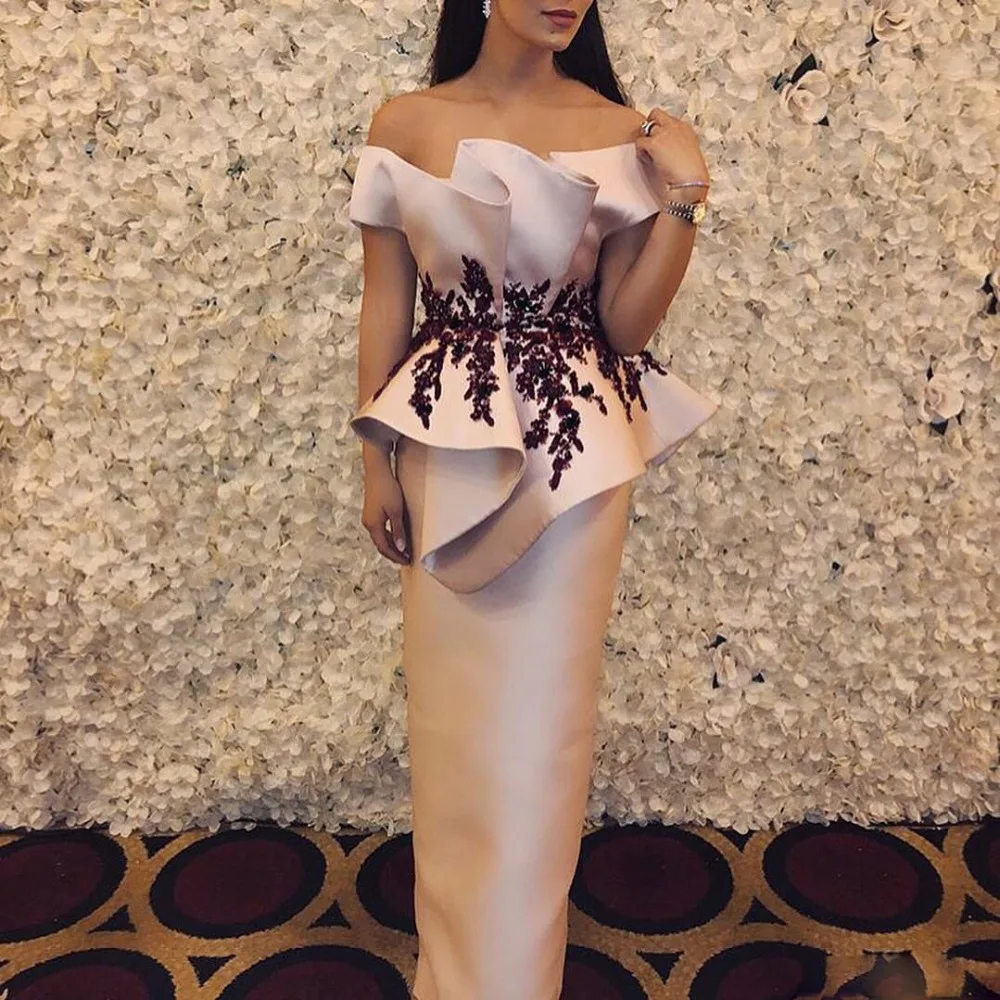 

Formal Evening Dress Off Shoulder Vestidos De Festa Elegant Evening Gown Appliques Sleeveless Custom Made robe de soiree