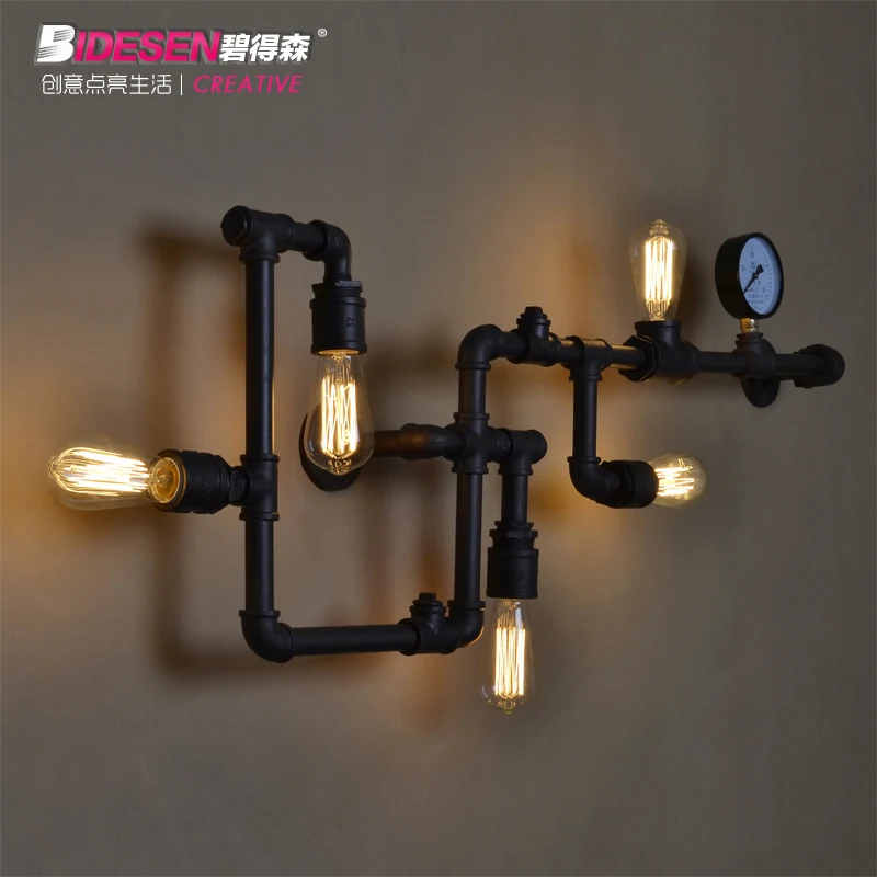 Pitt Anderson Creative Lighting American country style cafe bar Taiwan Industrial retro iron pipe wall sconce | Лампы и освещение