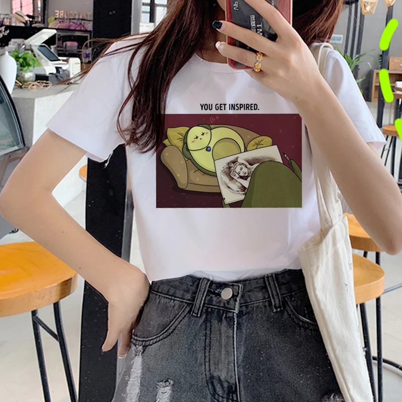 Harajuku авокадо забавная мультяшная футболка для женщин Ullzang Grunge Kawaii 90s графический