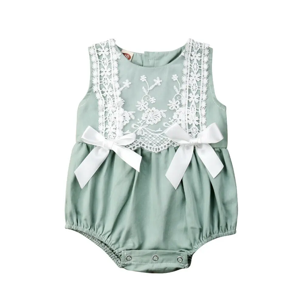 0-24M New Infant Newborn Baby Girls Clothing Lace Floral Ruffles Rompers Jumpsuit Cute Bow Sunsuit Summer Costume | Мать и ребенок