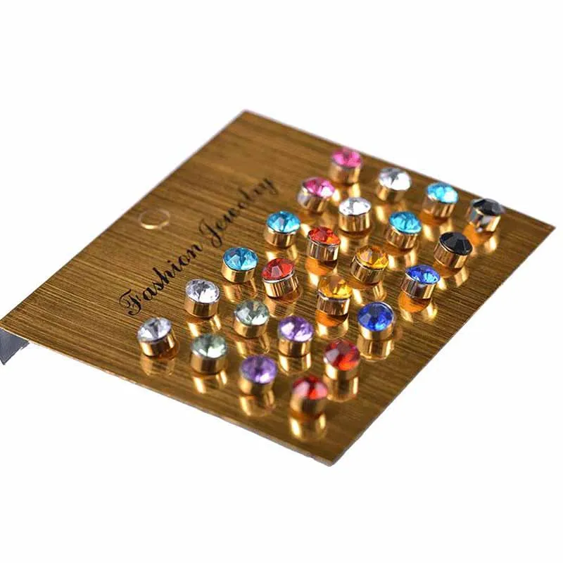 12 пар небольшой свежий цвет флэш циркон серьги маленькие для женщин Набор 2018