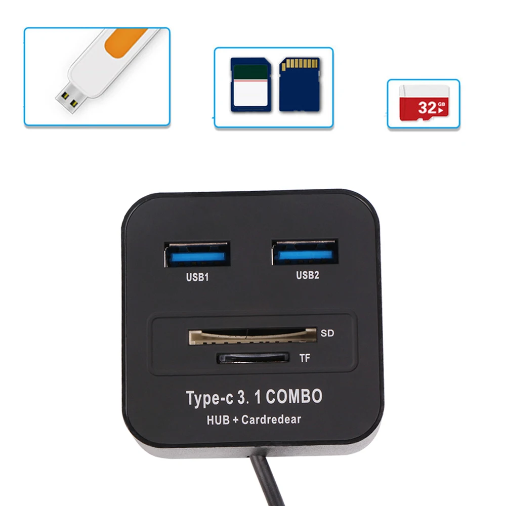 USB 3 1 Type C к 2 0 хаб с SD/TF кардридер высокоскоростной комбинированный адаптер для