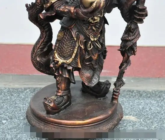 

Free shipping S00601 16" chinese myth bronze gilt Rain God immortal Dragon King Warrior ball statue