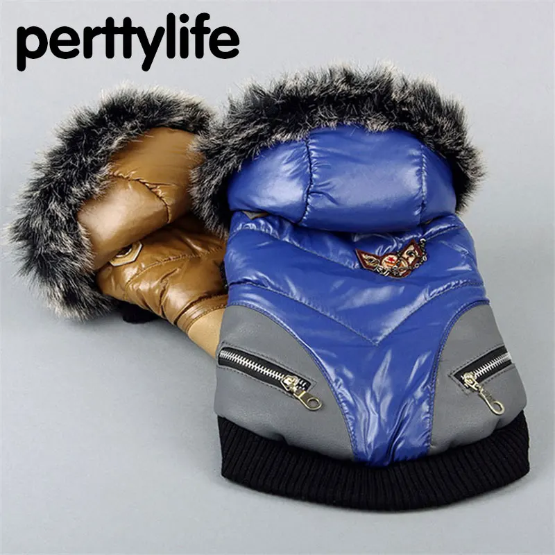 PERTTYLIFE Pet Supplies Dog Clothes Fall and Winter Clothing Hooded PU Leather Jacket With Zipper Casual Coat CLT99 |