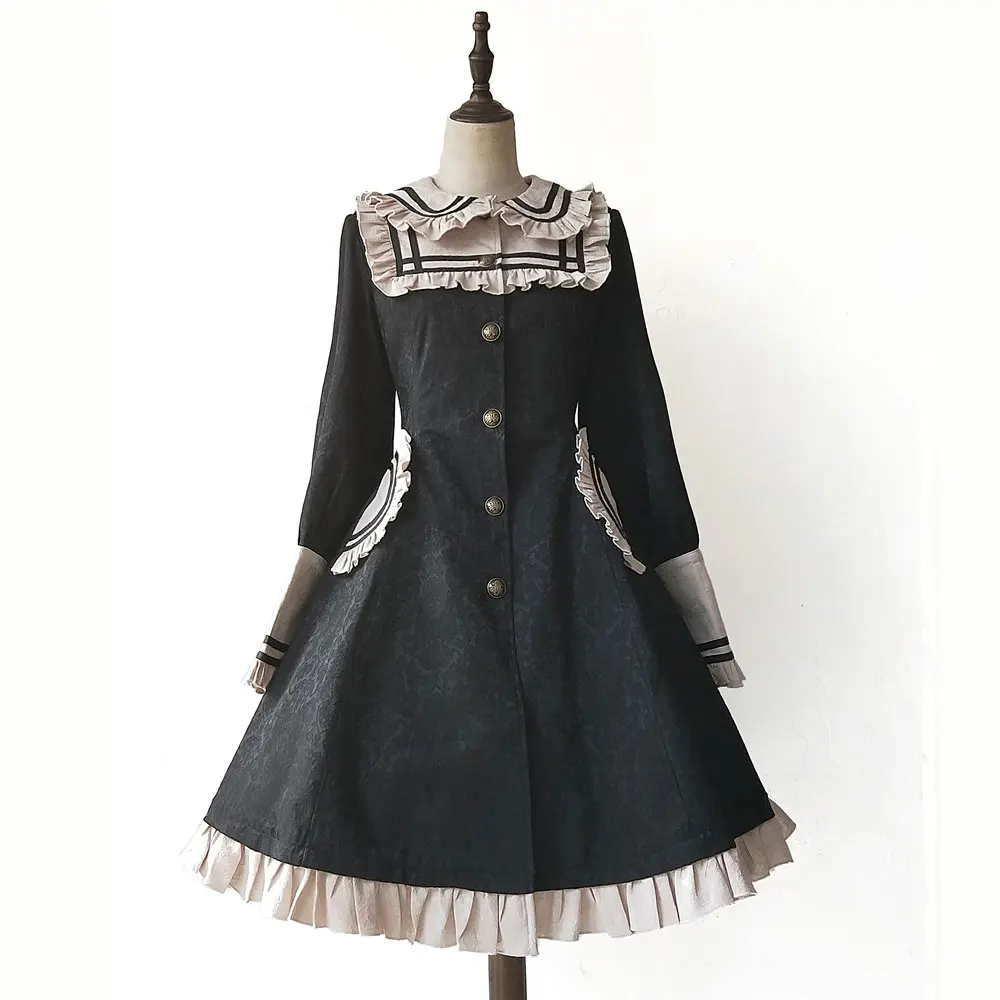 Длинный Женский Тренч Hello Lily милое жаккардовое пальто в студенческом стиле