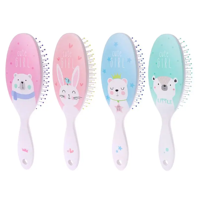 

22x6.5x2.2cm Cartoon Round Healthy Paddle Cushion Hair Massage Brush Comb Scalp Hairbrush