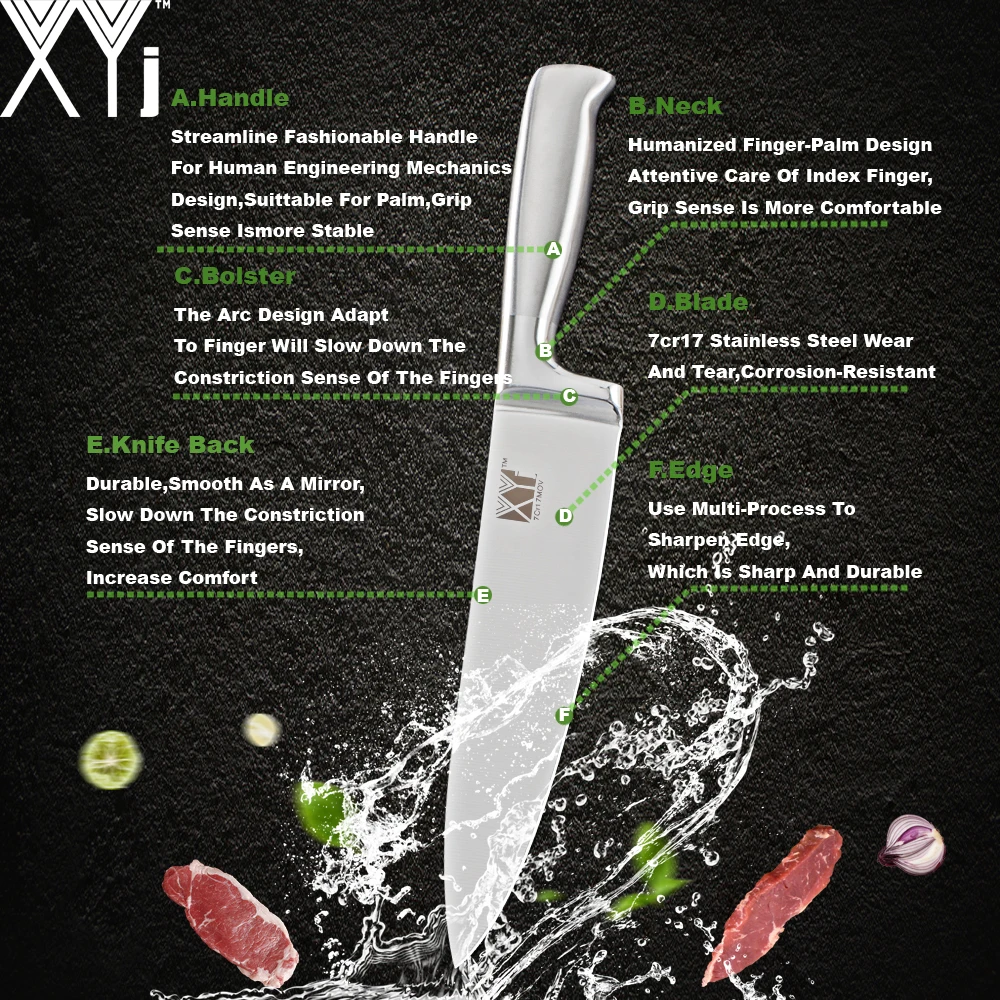 XYj набор кухонных ножей из нержавеющей стали Santoku хлебопечный плод нож шеф-повара