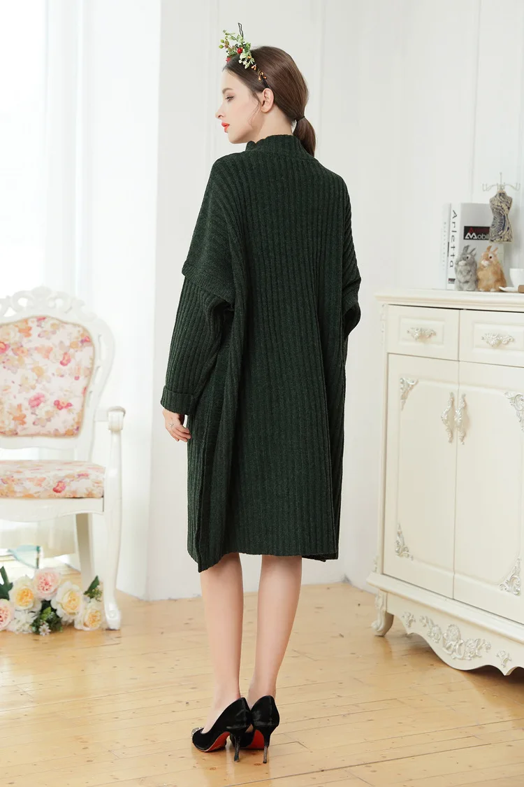 Зима 2018 женский новый пуловер с высоким воротником Свободный Асимметричный