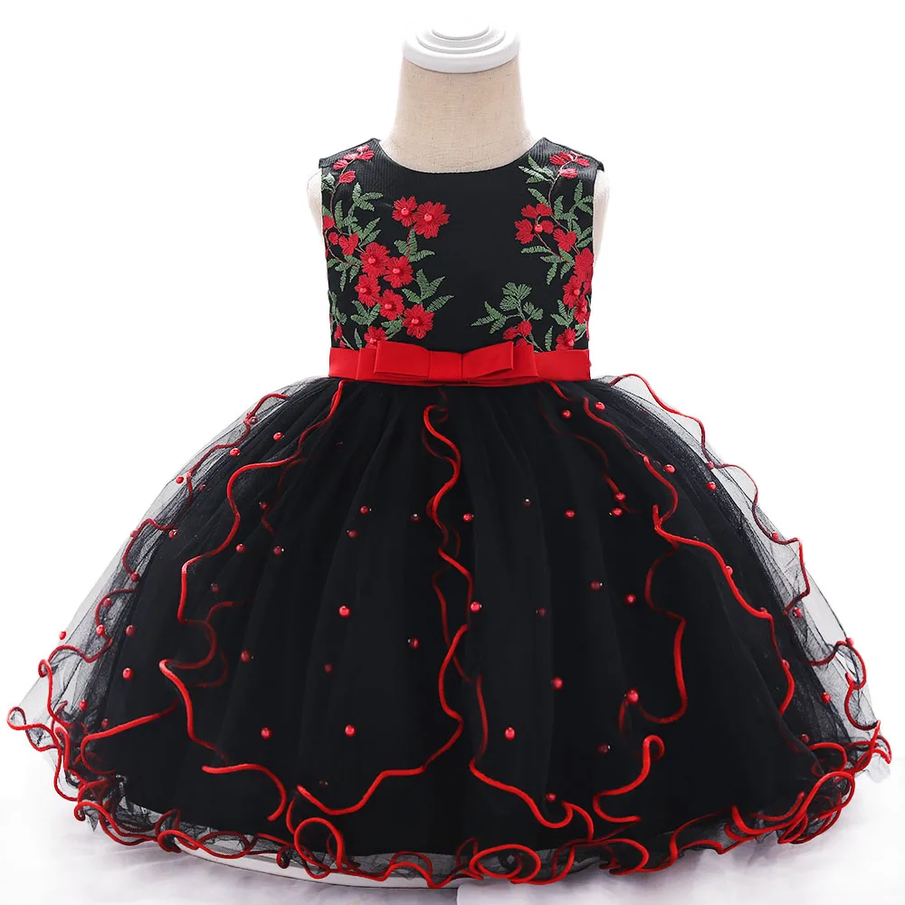 Black Vestidos Платье для первого дня рождения Летнее платье для маленьких девочек Детские вечерние Крещение платья для новорожденная девочка одежда - Цвет: Black