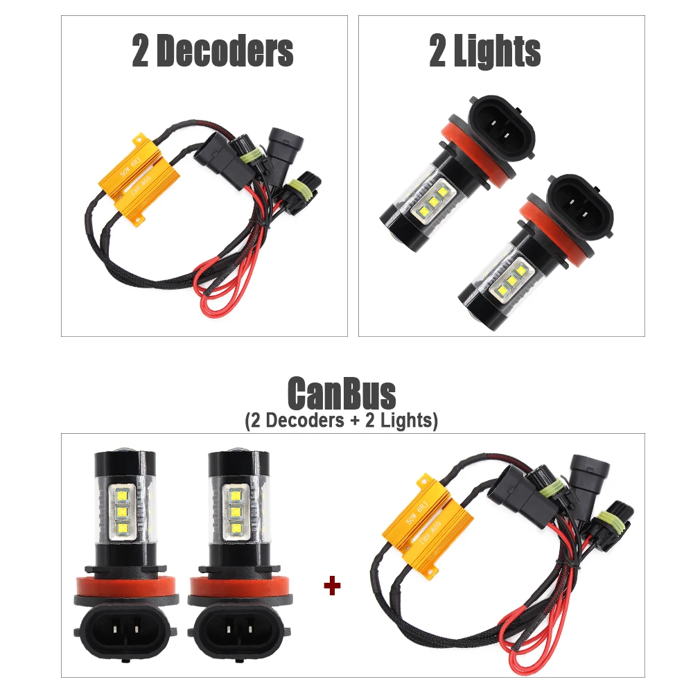 2x Led CanBus H8 H11 Автомобильная противотуманная фара 9005 HB3 9006 HB4 сигнальная лампа