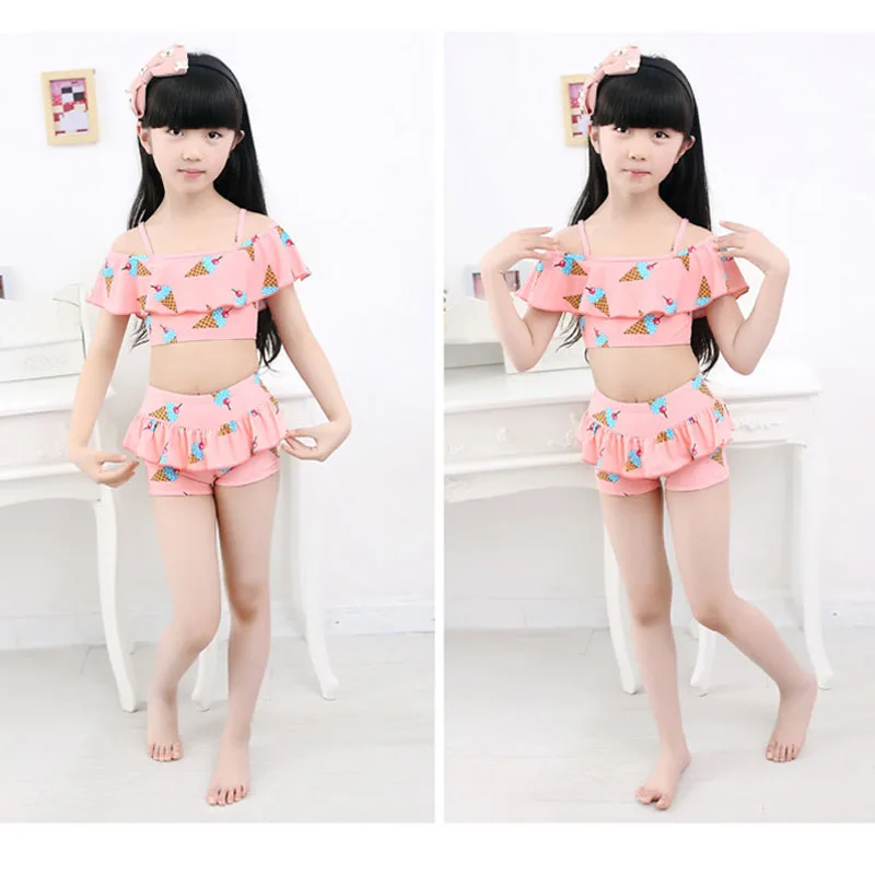Новинка 2017 года комплект бикини для маленьких девочек розовый танкини детей 2