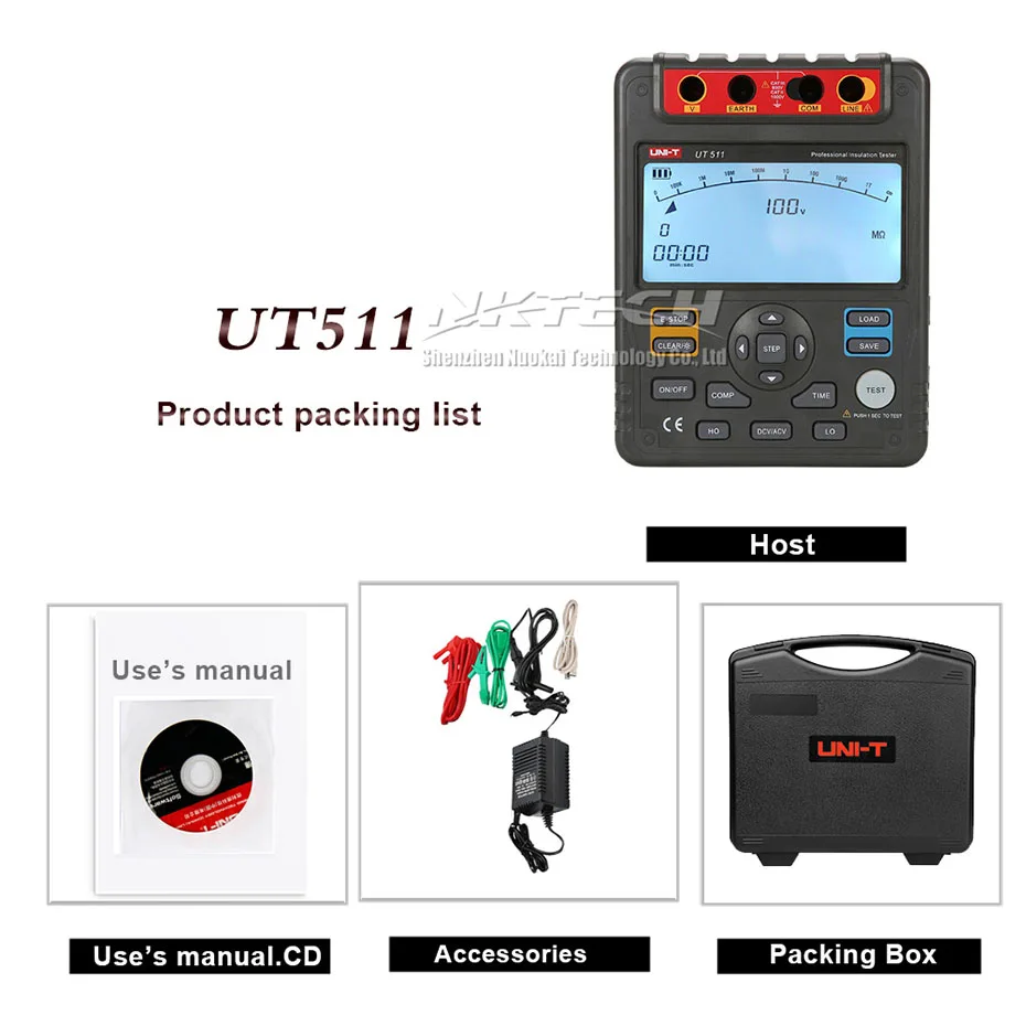 UNI-T UT511 1000V мегомовый тестер с низким сопротивлением заземления и изоляции