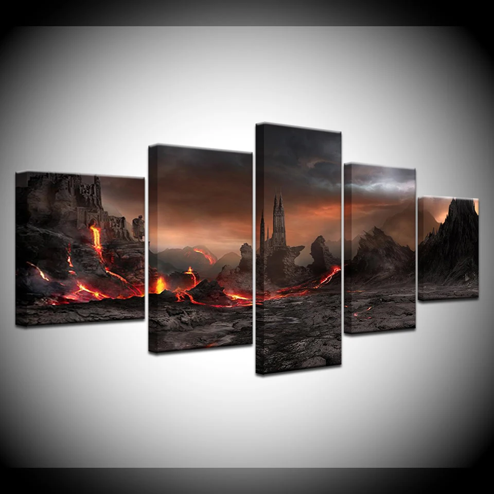 

Game Volcano views 5 Piece HD Wallpapers Art Canvas Print modern Poster Modular art painting for Living Room Home Decor