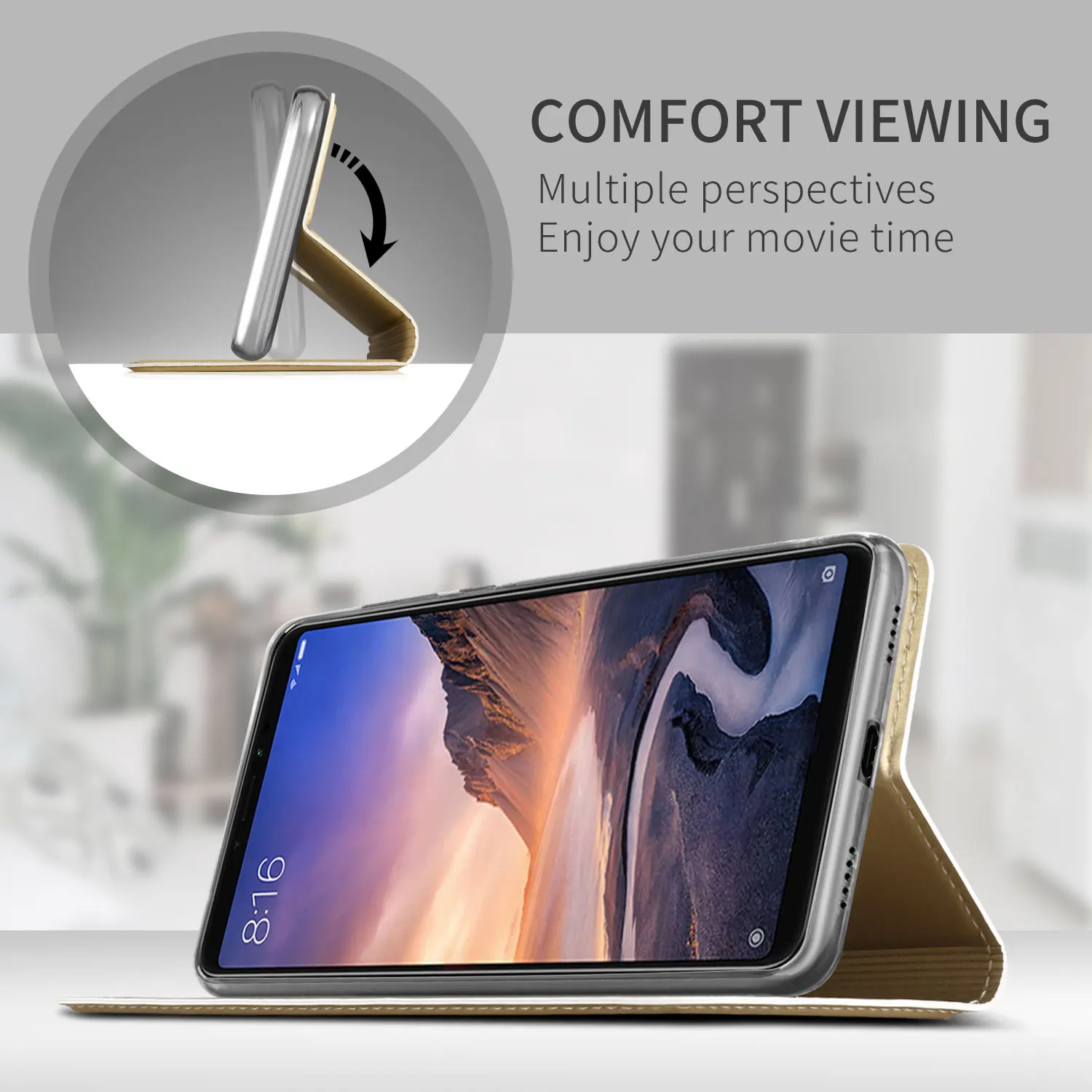 Dulcii for Xiaomi Mi Max 3 flip case Magnetic Adsorption Leather Flip Stand with Card Holder Case |