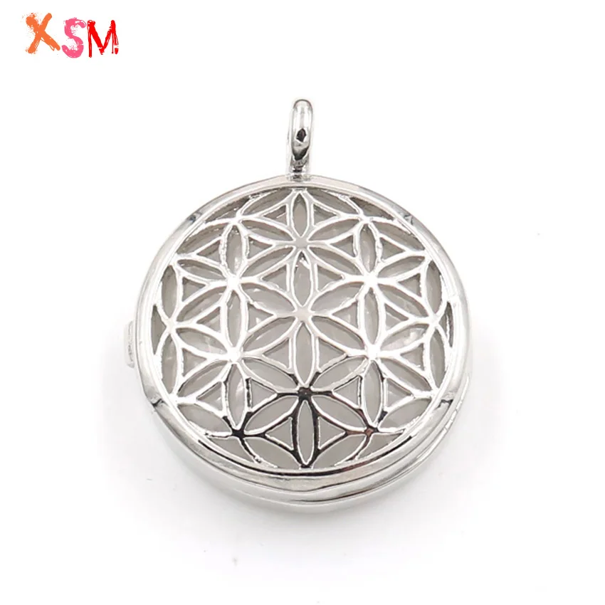 Rock Crystal Модный покрытый серебром натуральный аметист розовый кварц рок кристалл кулон цветок жизни Шарм медальон Открывающийся кулон ювелирные изделия - Окраска металла: Rock Crystal