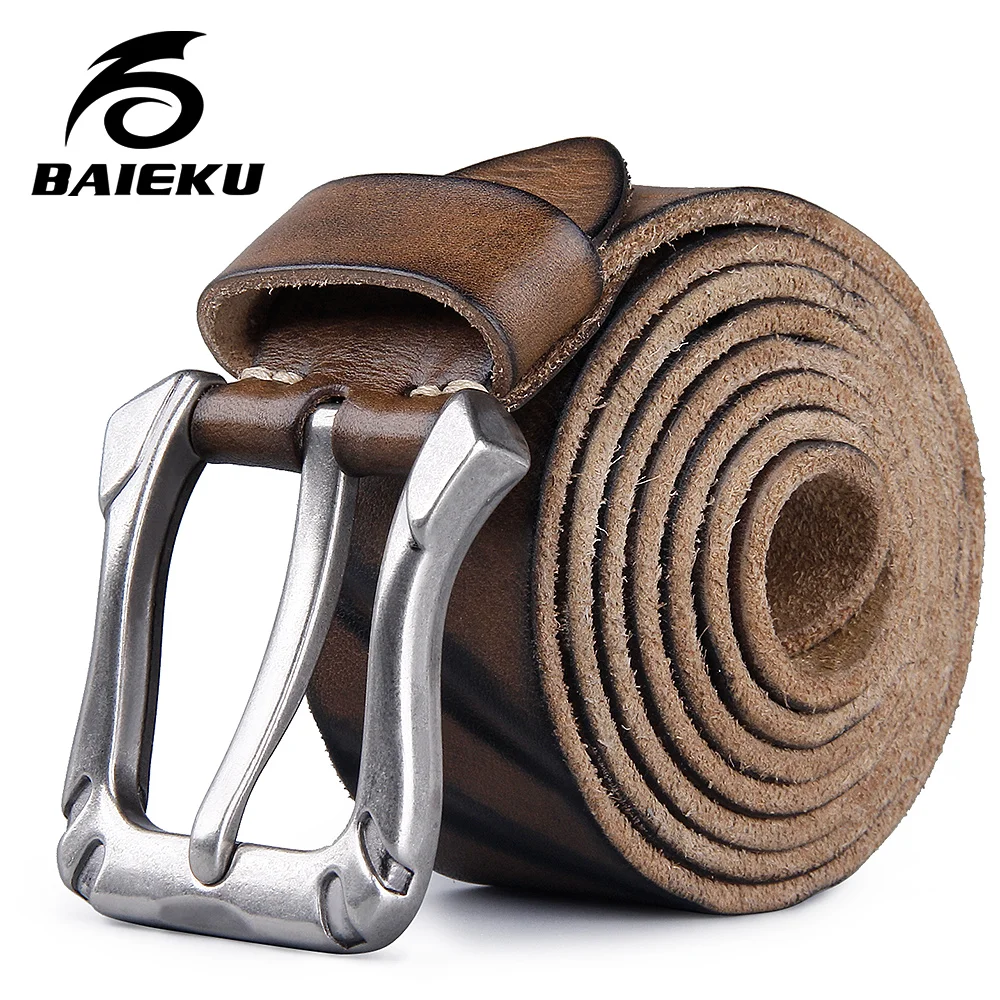 BAIEKU из кожи с натуральным лицевым покрытием в стиле ретро мужской кожаный ремень