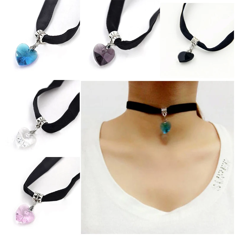 Ожерелье с подвеской в виде сердца готическом стиле|crystal choker|handmade necklaceheart crystal |