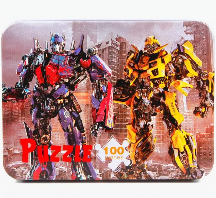 100 шт./компл. деревянные головоломки игрушки из мультфильма 3D деревянные головоломки железный ящик посылка головоломки для детей раннего
